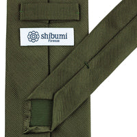 Plain Repp Silk Tie - Olive - Hand-Rolled