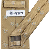 Shibumi-Flower Japanese Jacquard Silk Tie - Beige