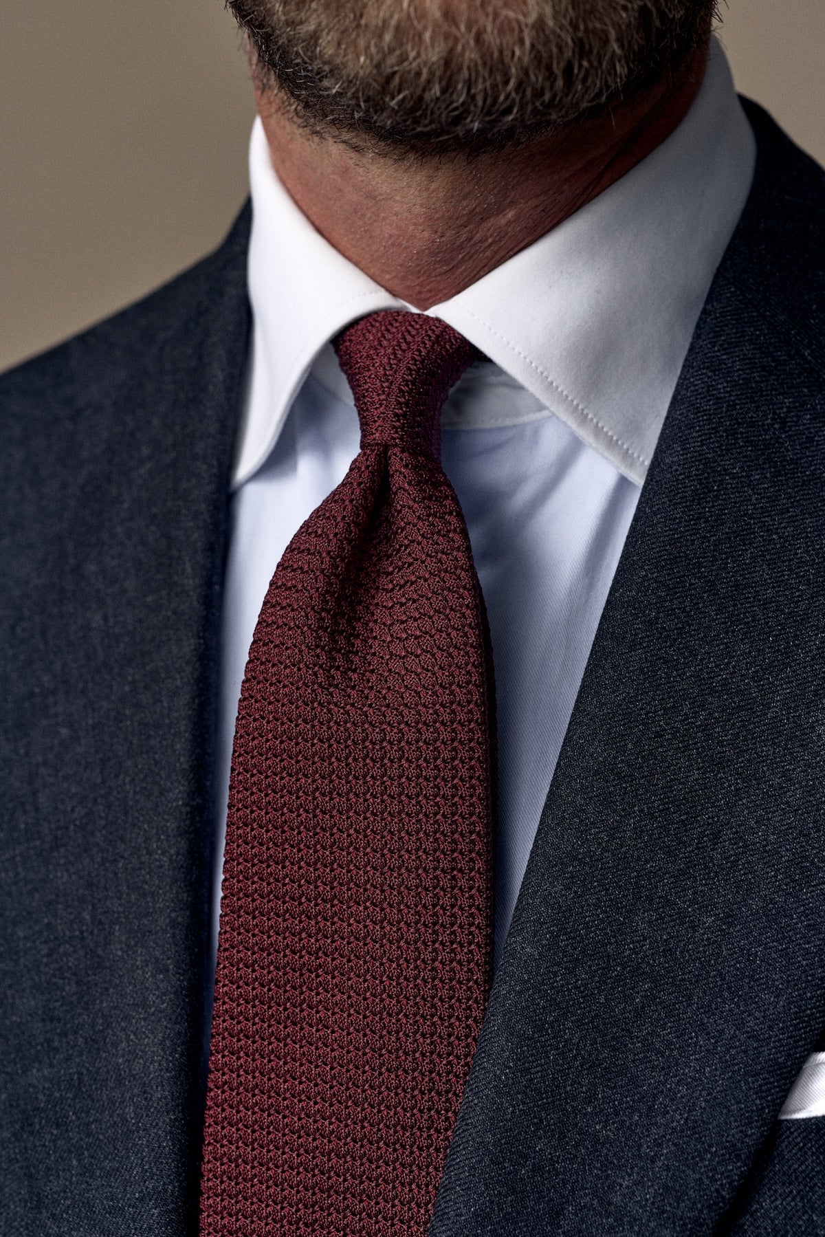 Grenadine / Garza Grossa Tie - Burgundy - Hand-Rolled