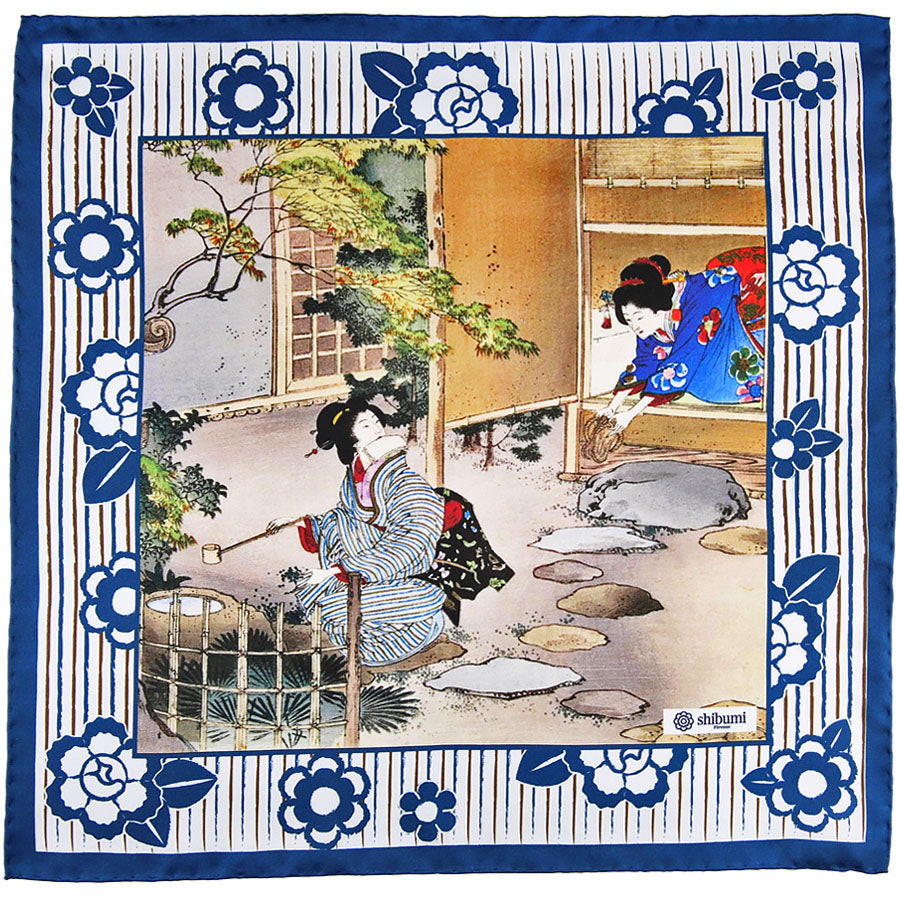 Ukiyo-e Silk Pocket Square - Temizu - 40x40cm