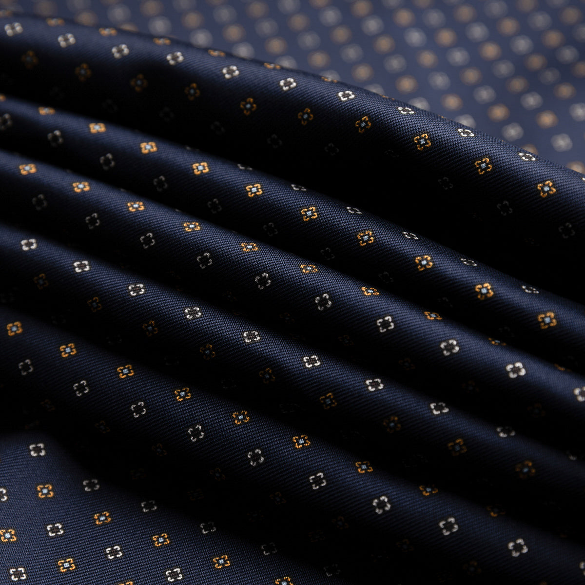 Floral Printed Silk Bespoke Tie - Navy
