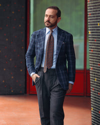 Floral Printed Silk / Wool Tie - Rust - Hand-Rolled