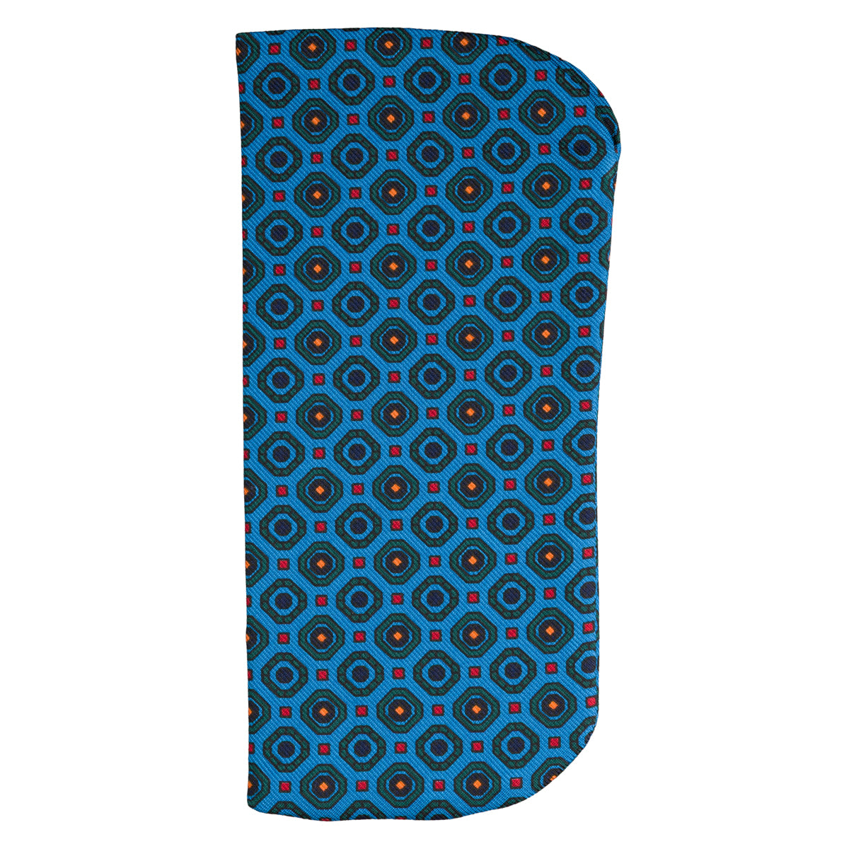 Floral Printed Silk Glasses Case - Madder Blue