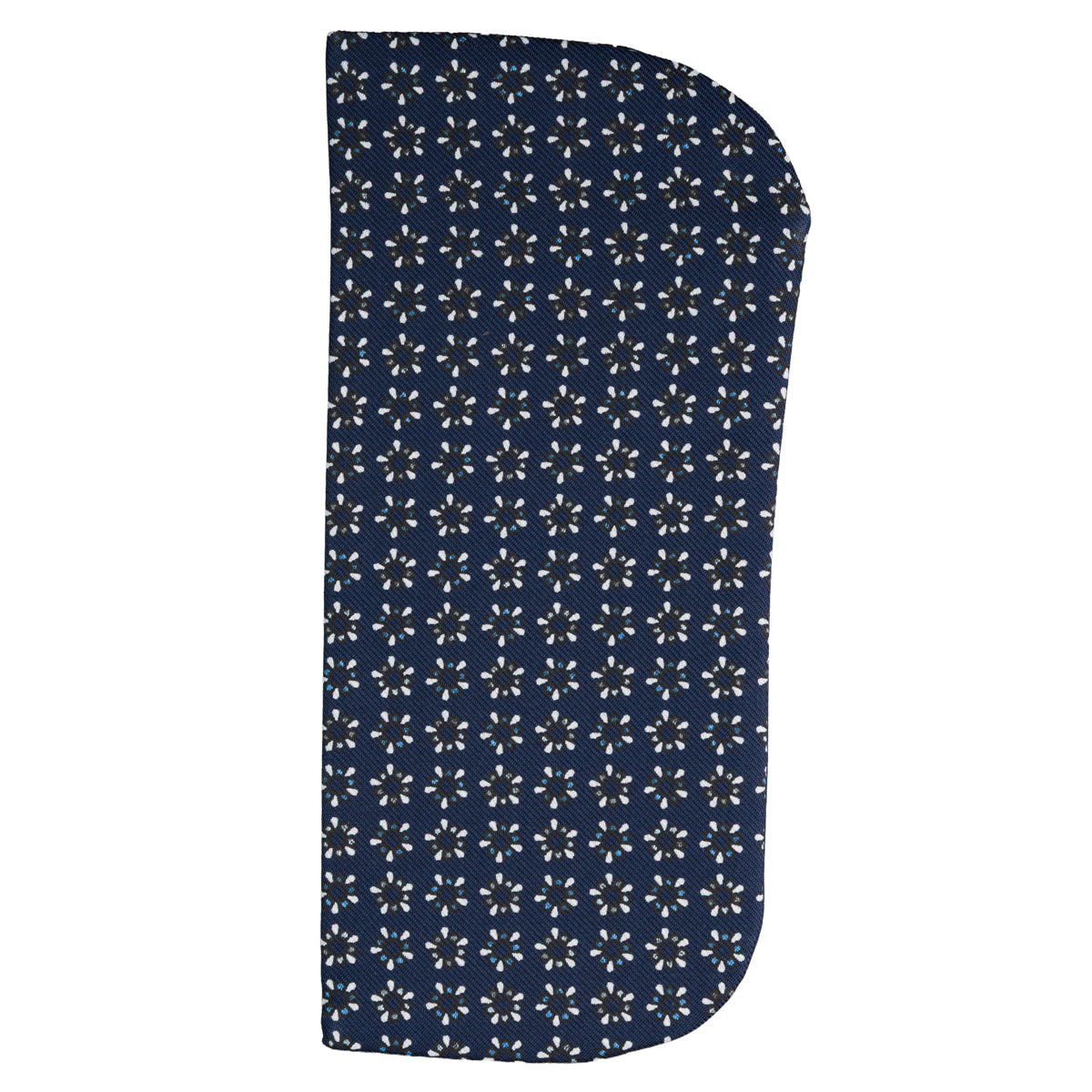 Floral Printed Silk Glasses Case - Navy