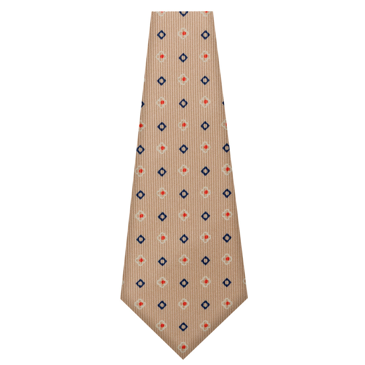 Floral Printed Silk Bespoke Tie - Beige