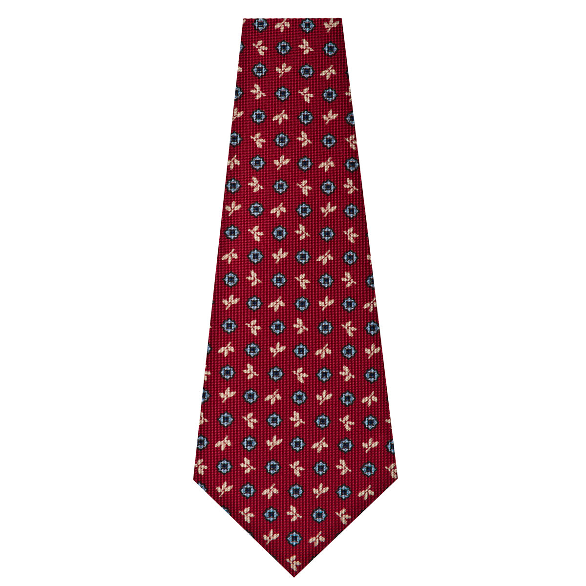 Floral Printed Silk Bespoke Tie - Burgundy