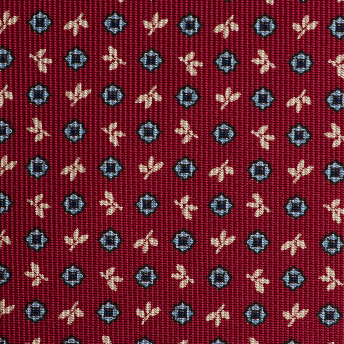 Floral Printed Silk Bespoke Tie - Burgundy
