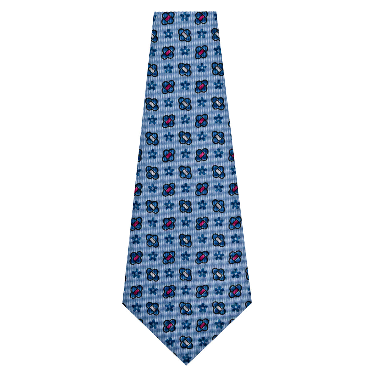 Floral Printed Silk Bespoke Tie - Light Blue
