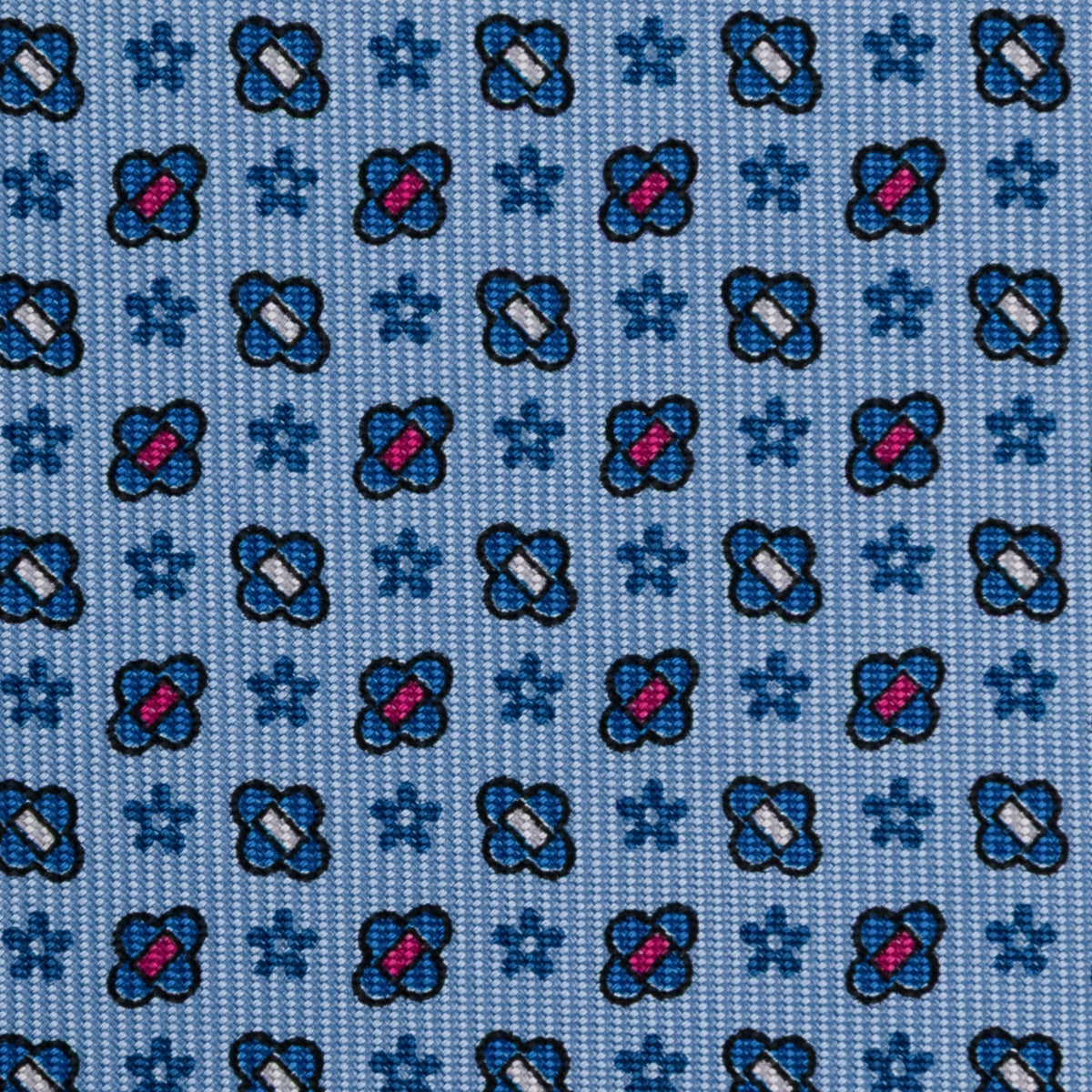 Floral Printed Silk Bespoke Tie - Light Blue