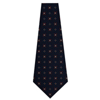 Floral Printed Silk Bespoke Tie - Navy