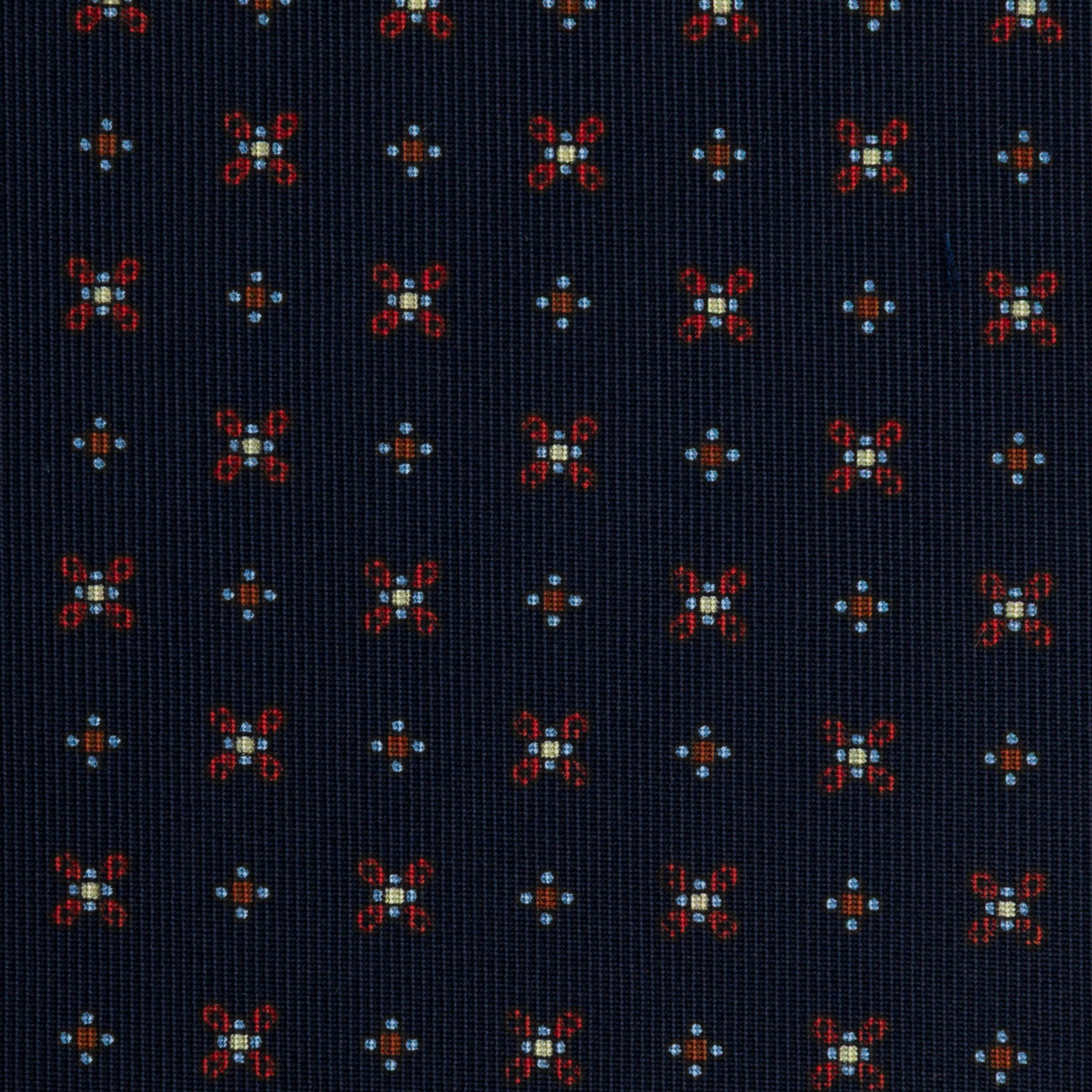 Floral Printed Silk Bespoke Tie - Navy