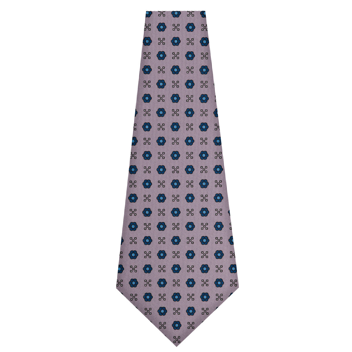 Floral Printed Silk Bespoke Tie - Grey