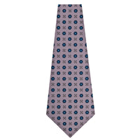 Floral Printed Silk Bespoke Tie - Grey