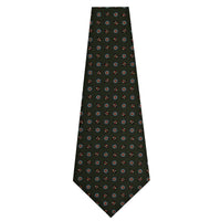 Floral Printed Silk Bespoke Tie - Dark Olive