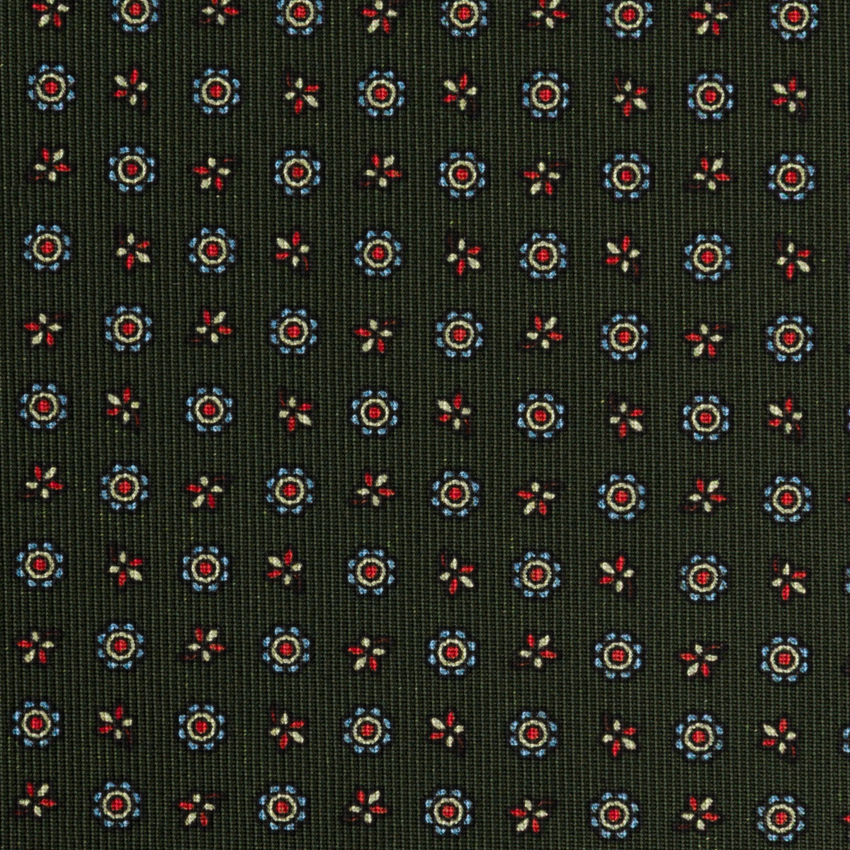 Floral Printed Silk Bespoke Tie - Dark Olive