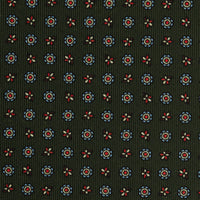 Floral Printed Silk Bespoke Tie - Dark Olive