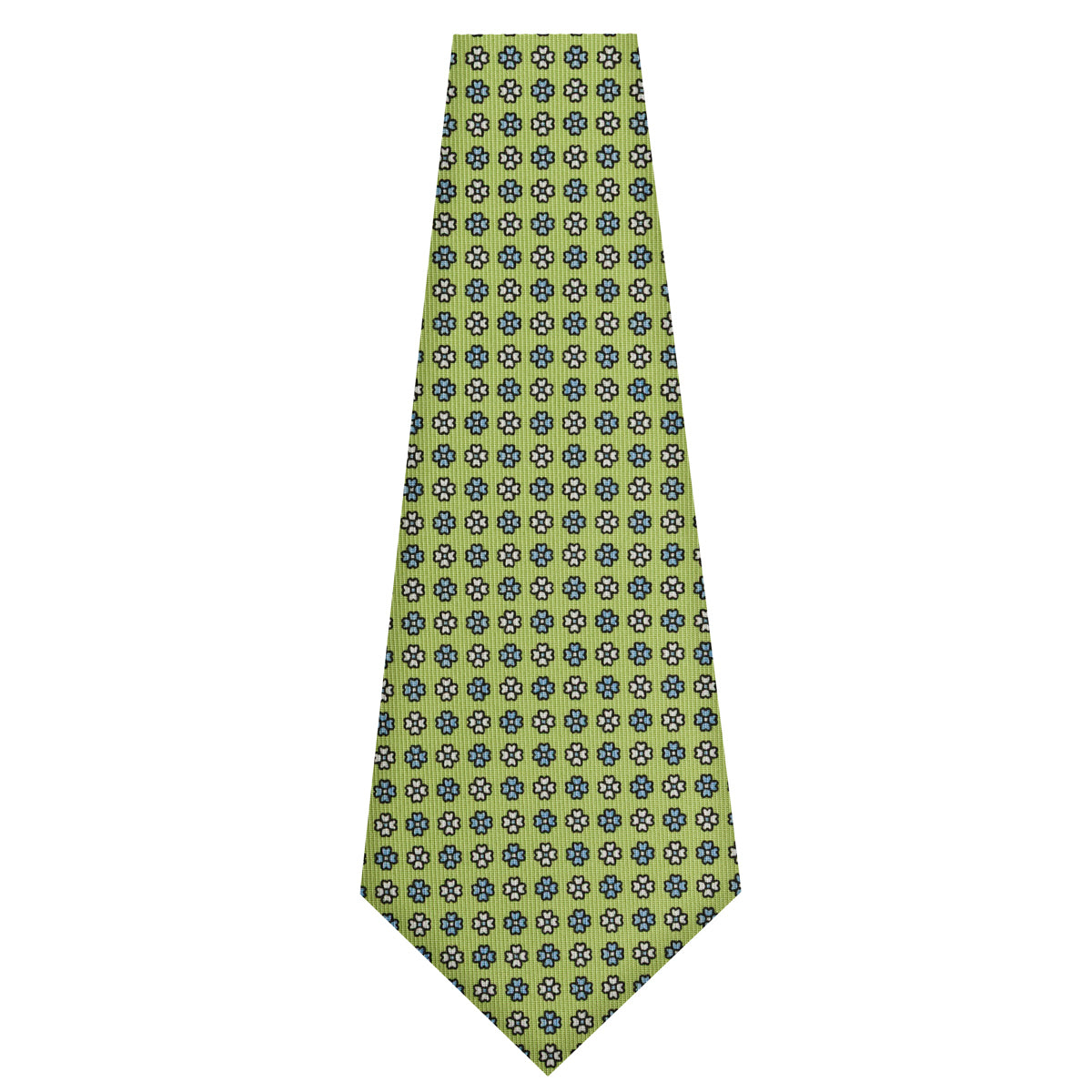 Floral Printed Silk Bespoke Tie -  Green