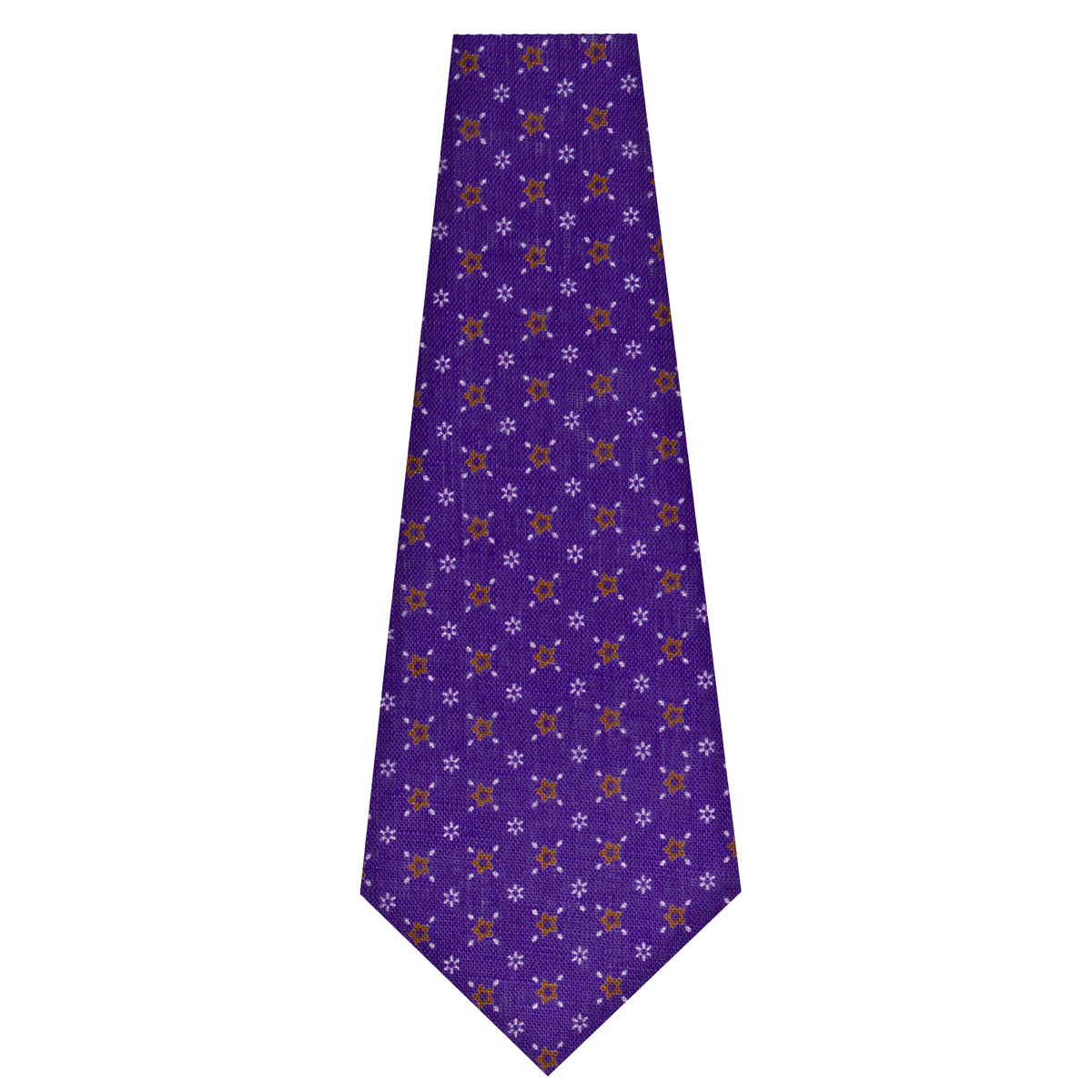 Floral Printed Linen Bespoke Tie -  Purple
