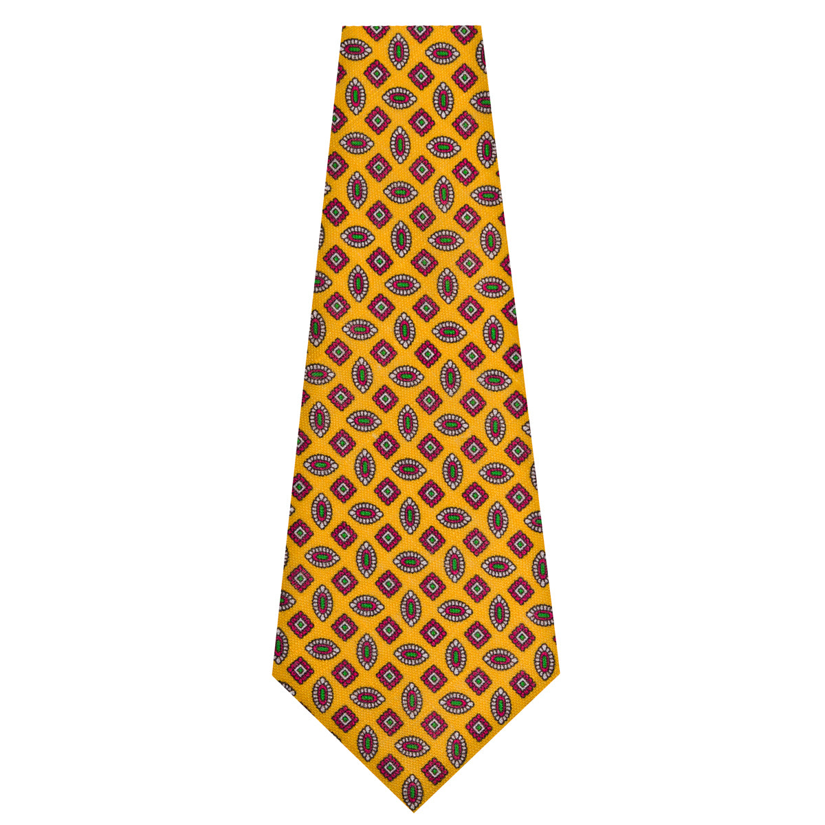 Floral Printed Silk Bespoke Tie - Gold