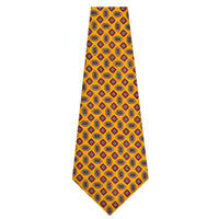 Floral Printed Silk Bespoke Tie - Gold