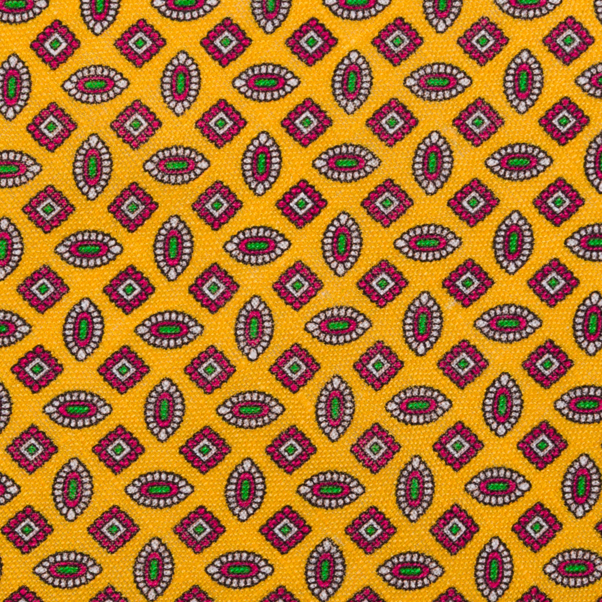 Floral Printed Silk Bespoke Tie - Gold