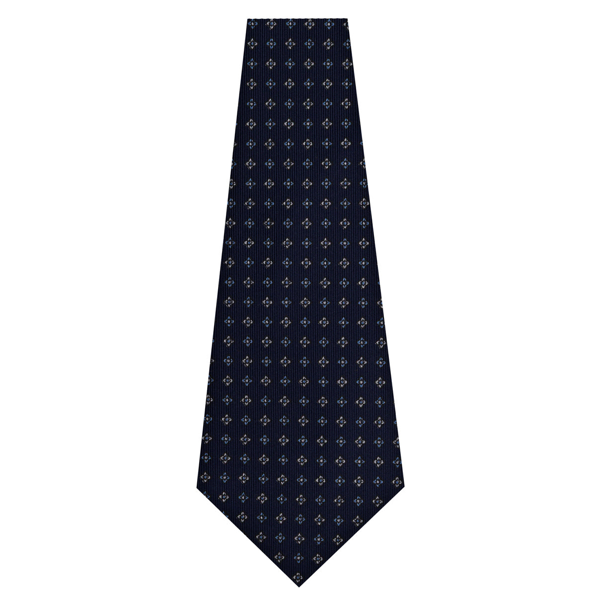 Floral Printed Silk Bespoke Tie - Navy