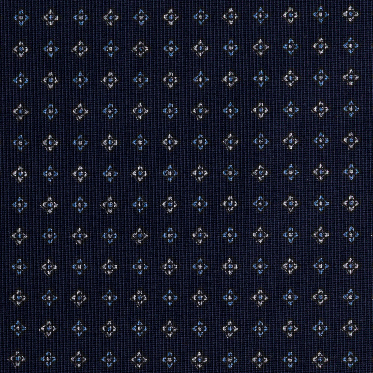 Floral Printed Silk Bespoke Tie - Navy