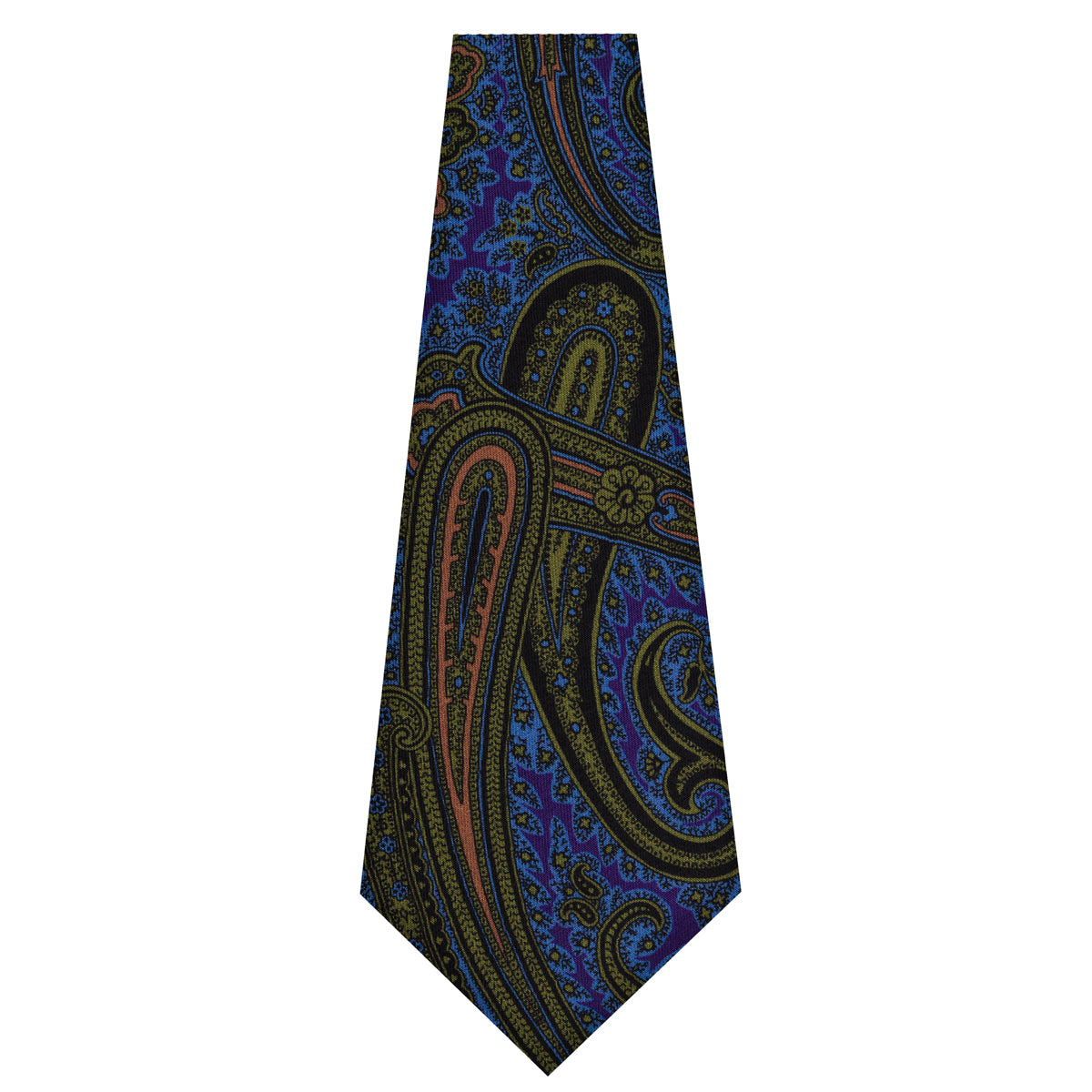 Floral Printed Silk Bespoke Tie - Blue