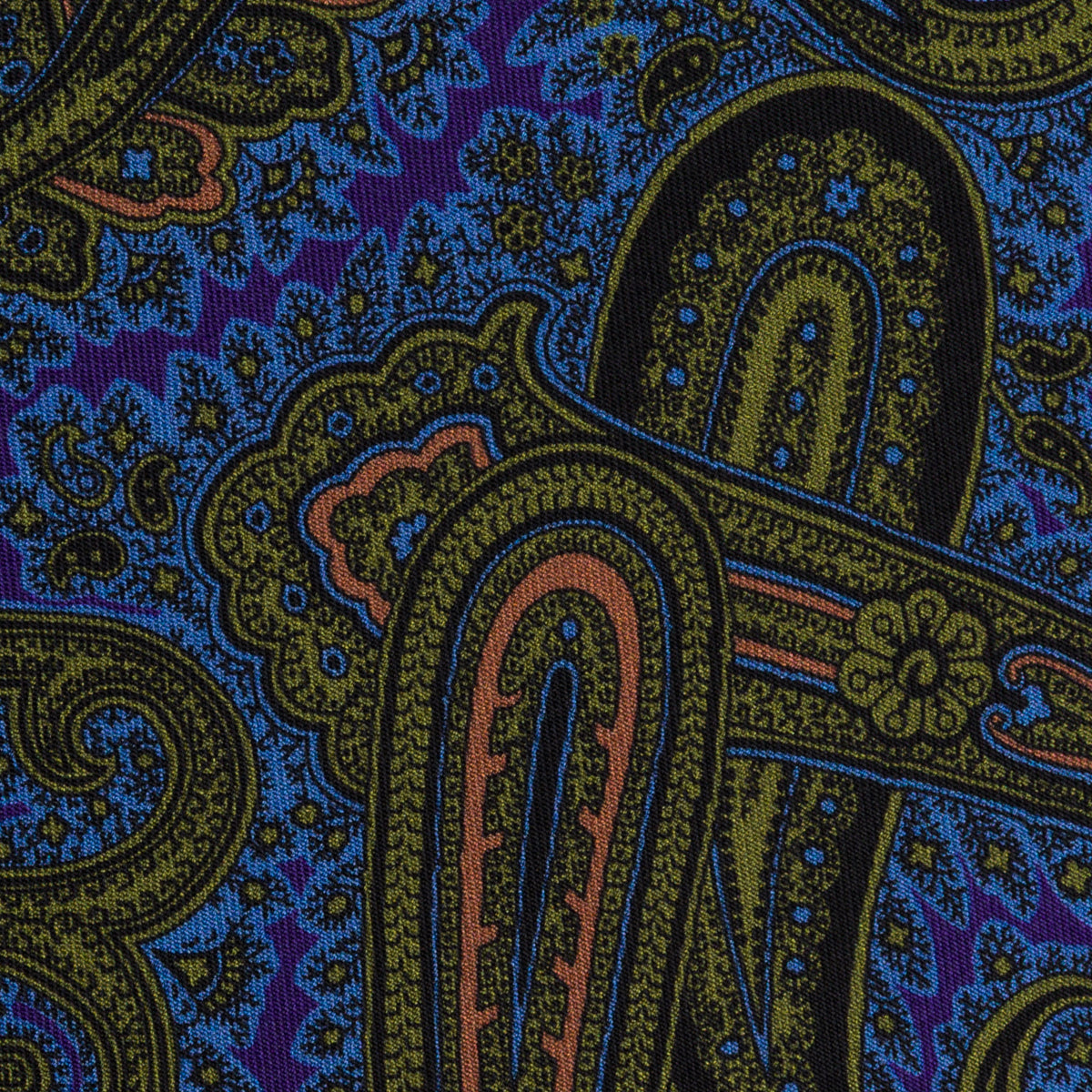 Floral Printed Silk Bespoke Tie - Blue