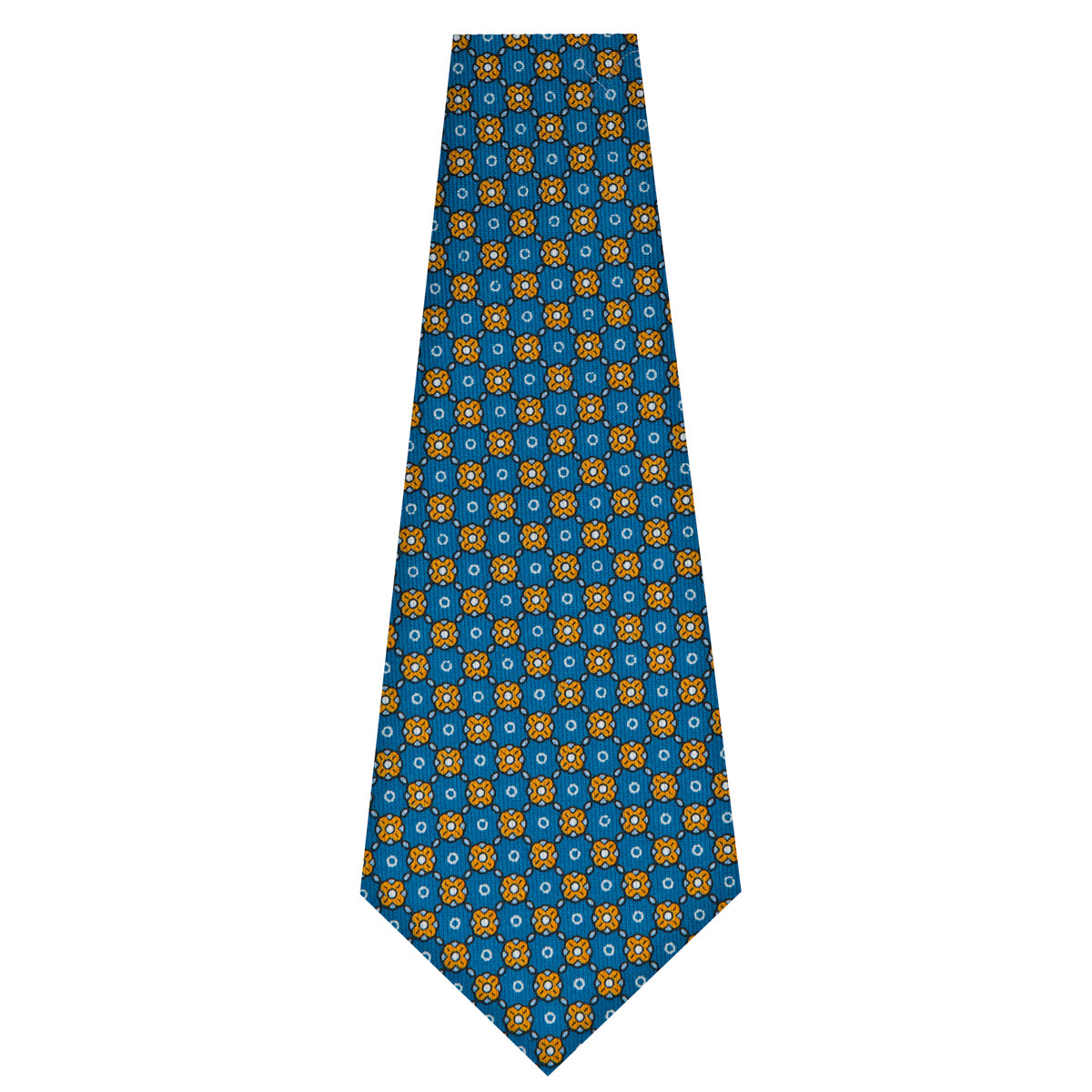 Floral Printed Silk Bespoke Tie - Blue