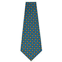 Floral Printed Silk Bespoke Tie - Blue