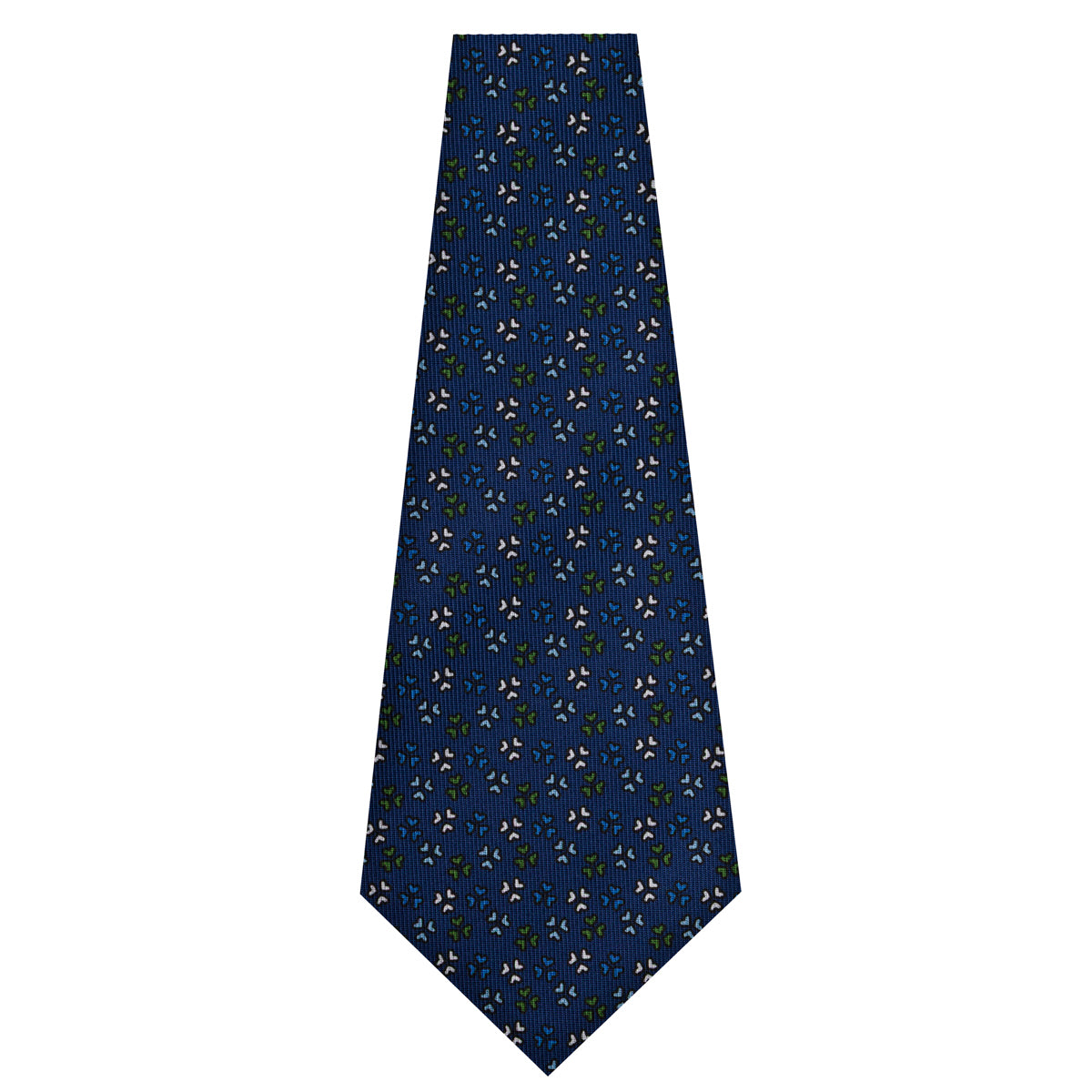 Floral Printed Silk Bespoke Tie - Navy