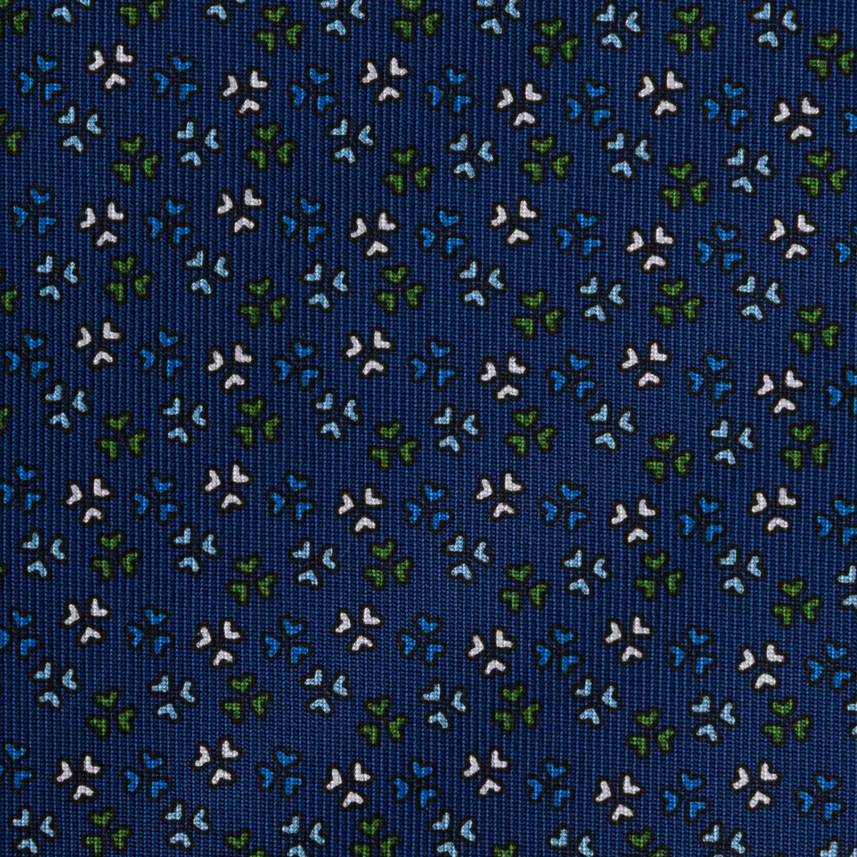 Floral Printed Silk Bespoke Tie - Navy