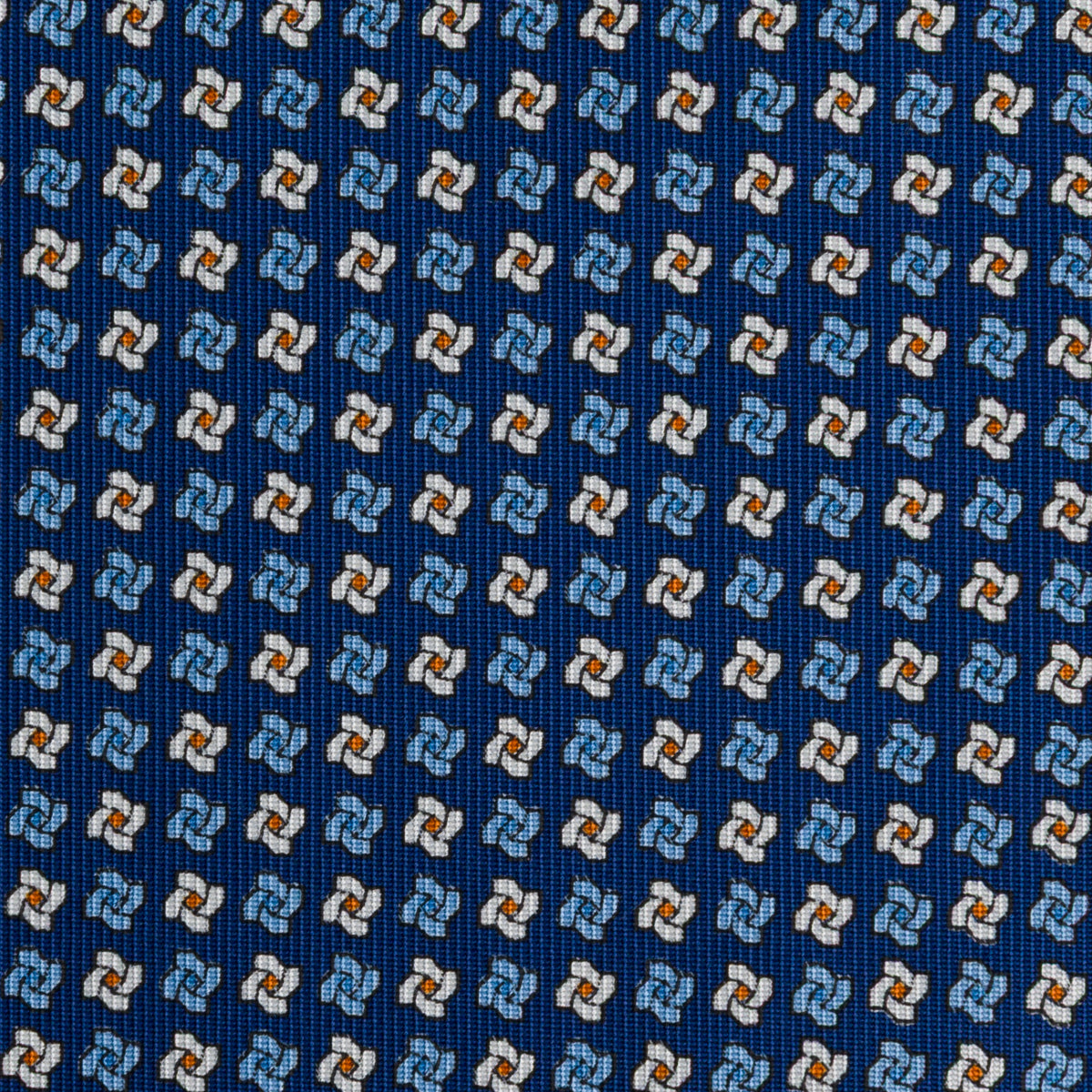 Floral Printed Silk Bespoke Tie - Navy