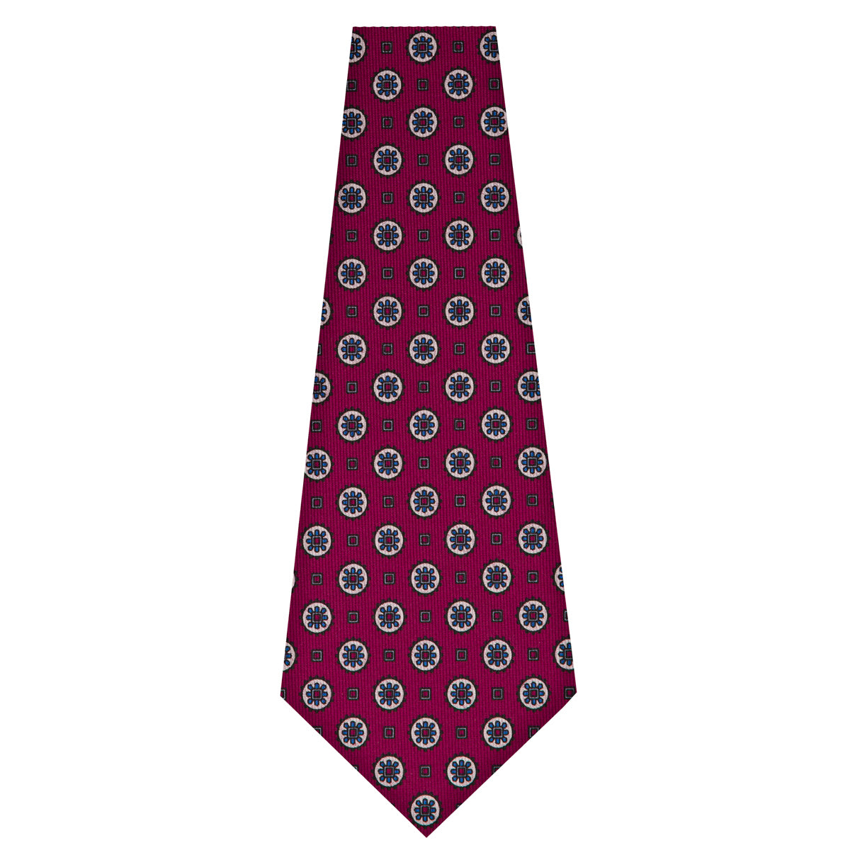 Floral Printed Silk Bespoke Tie - Magenta