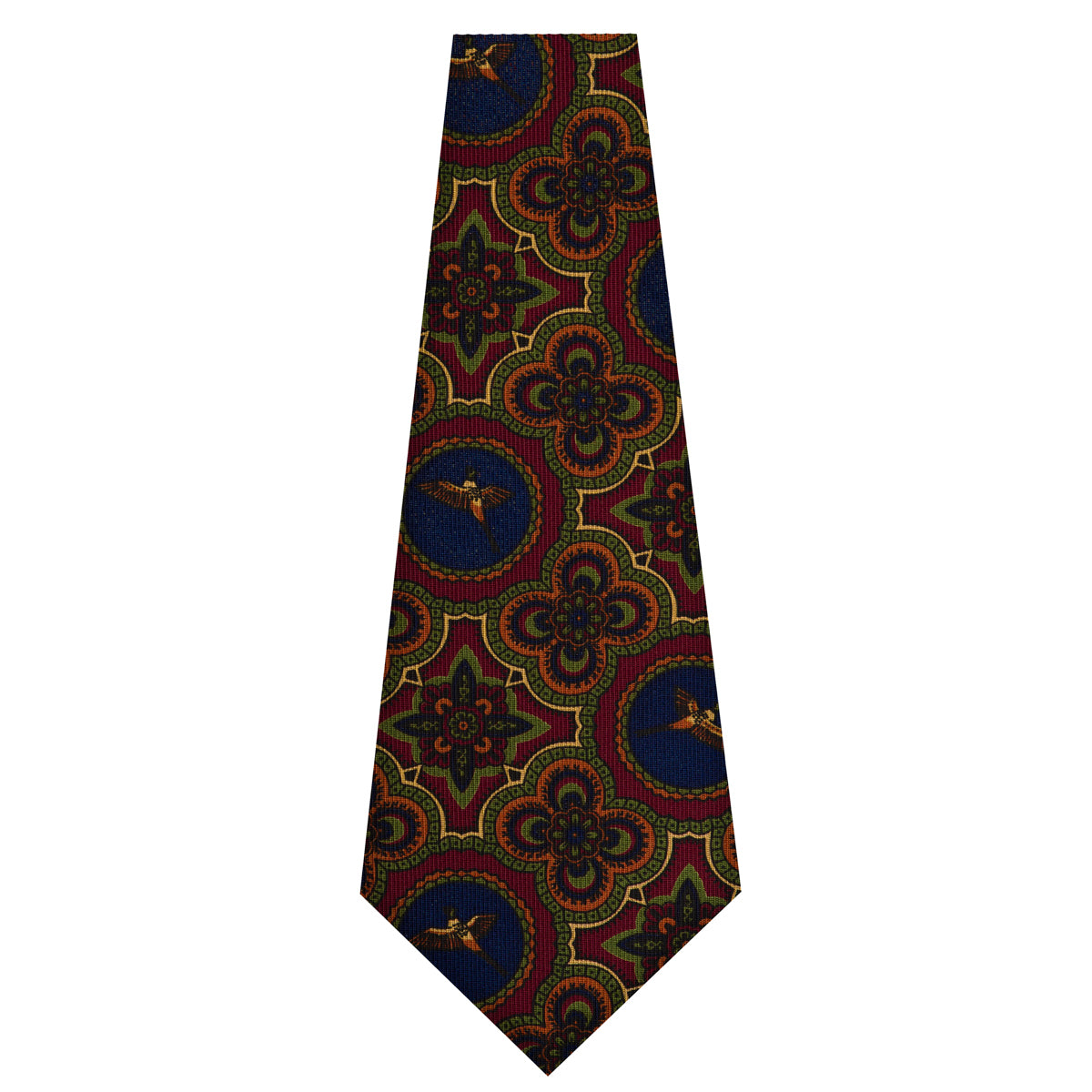 Floral Printed Silk Bespoke Tie - Burgundy