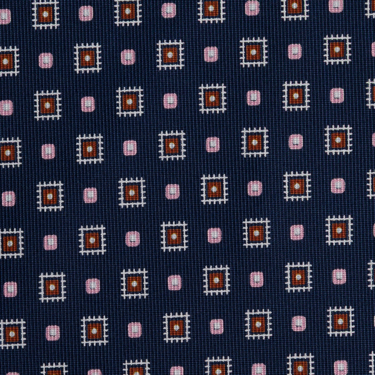 Floral Printed Silk Bespoke Tie - Navy