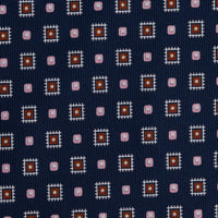 Floral Printed Silk Bespoke Tie - Navy