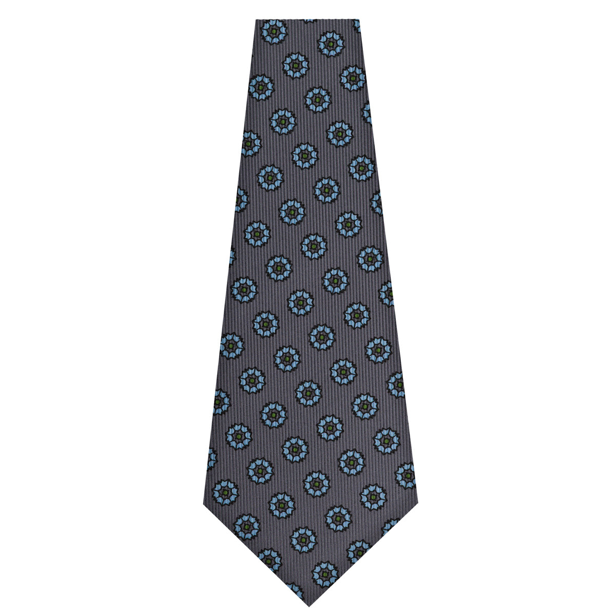 Floral Printed Silk Bespoke Tie - Grey