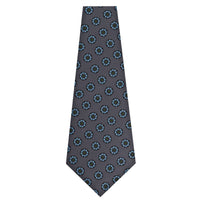 Floral Printed Silk Bespoke Tie - Grey