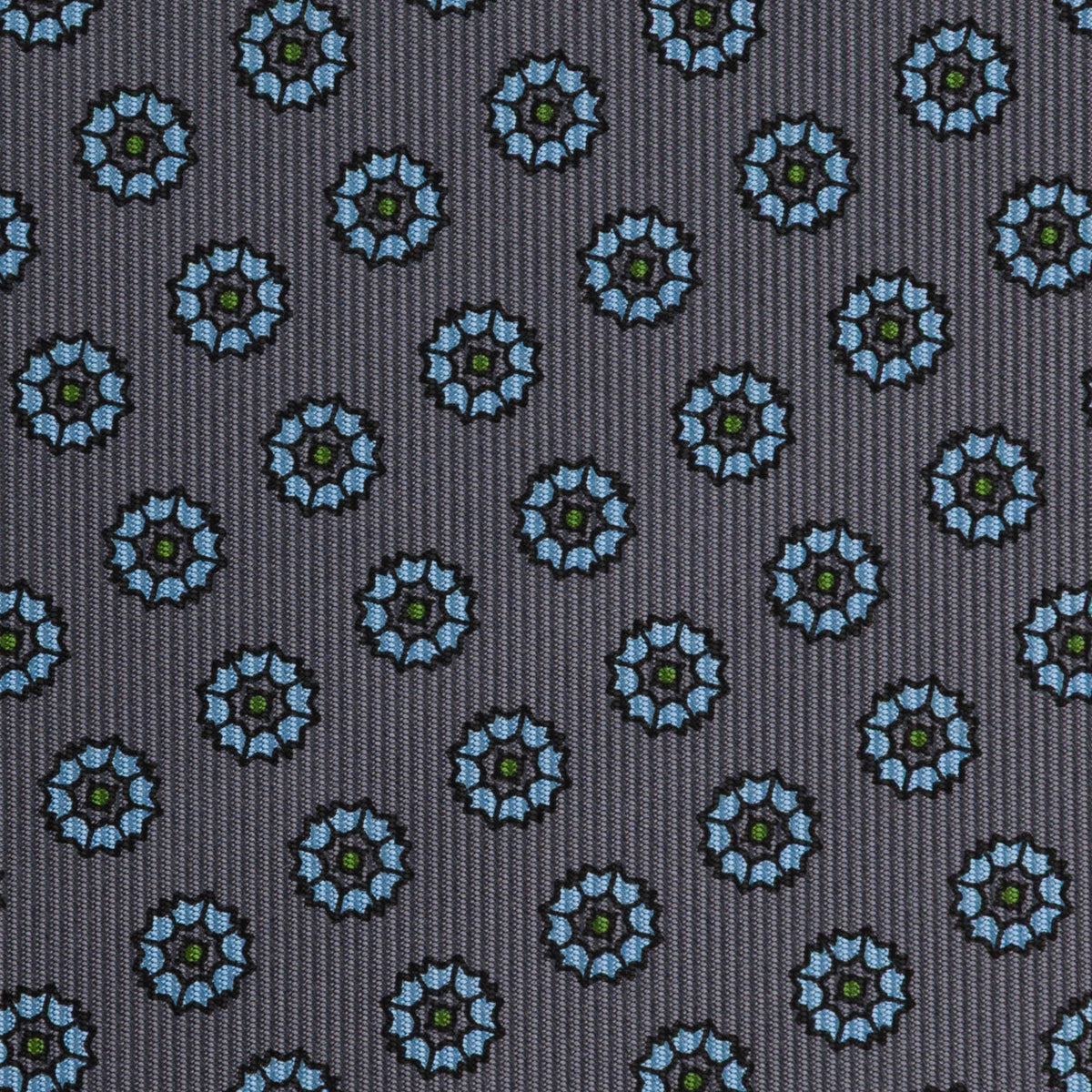 Floral Printed Silk Bespoke Tie - Grey