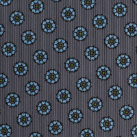 Floral Printed Silk Bespoke Tie - Grey