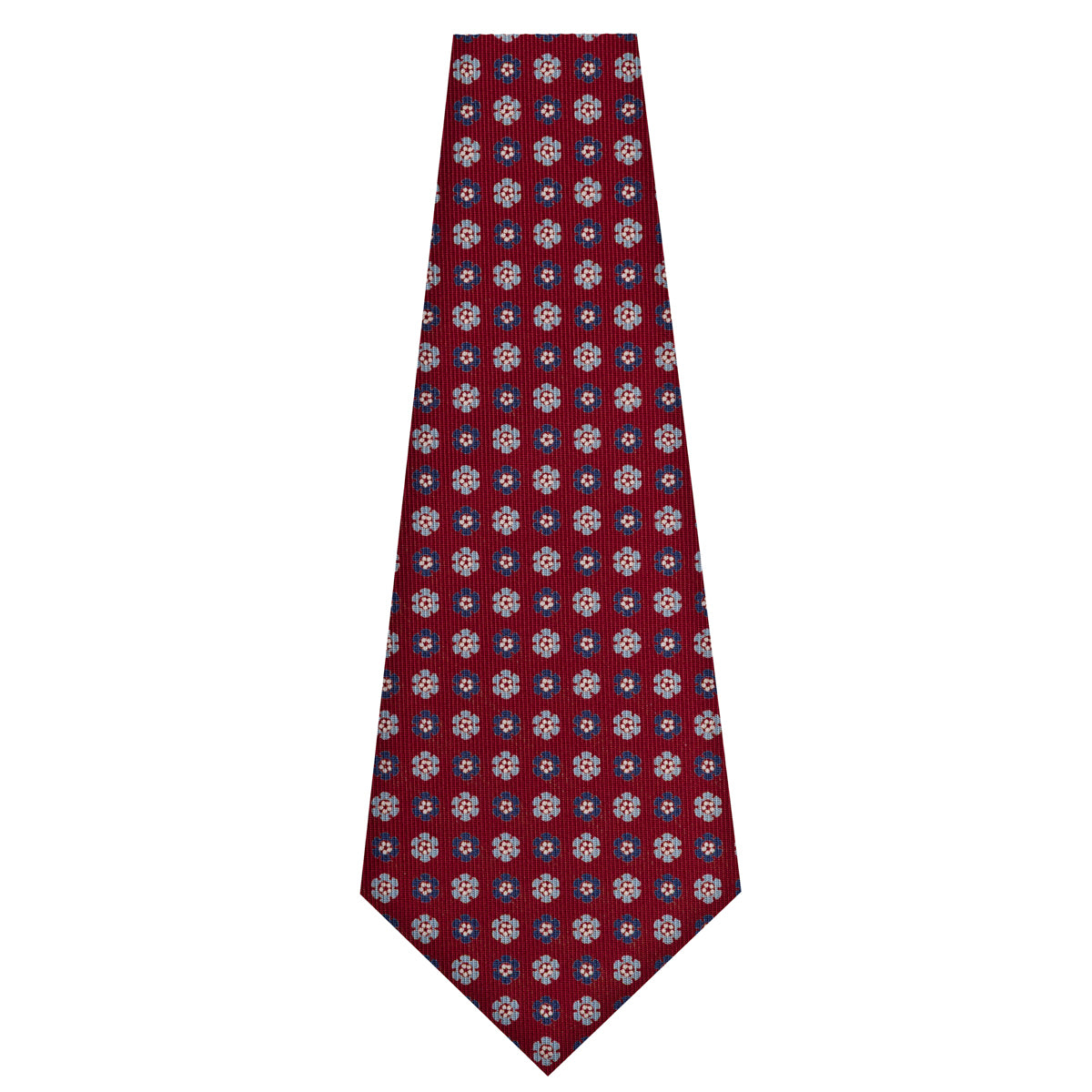 Floral Printed Silk Bespoke Tie - Burgundy