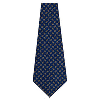 Floral Printed Silk Bespoke Tie - Navy