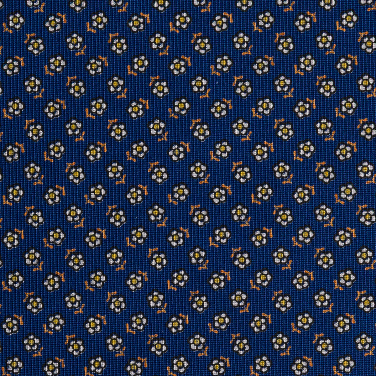 Floral Printed Silk Bespoke Tie - Navy