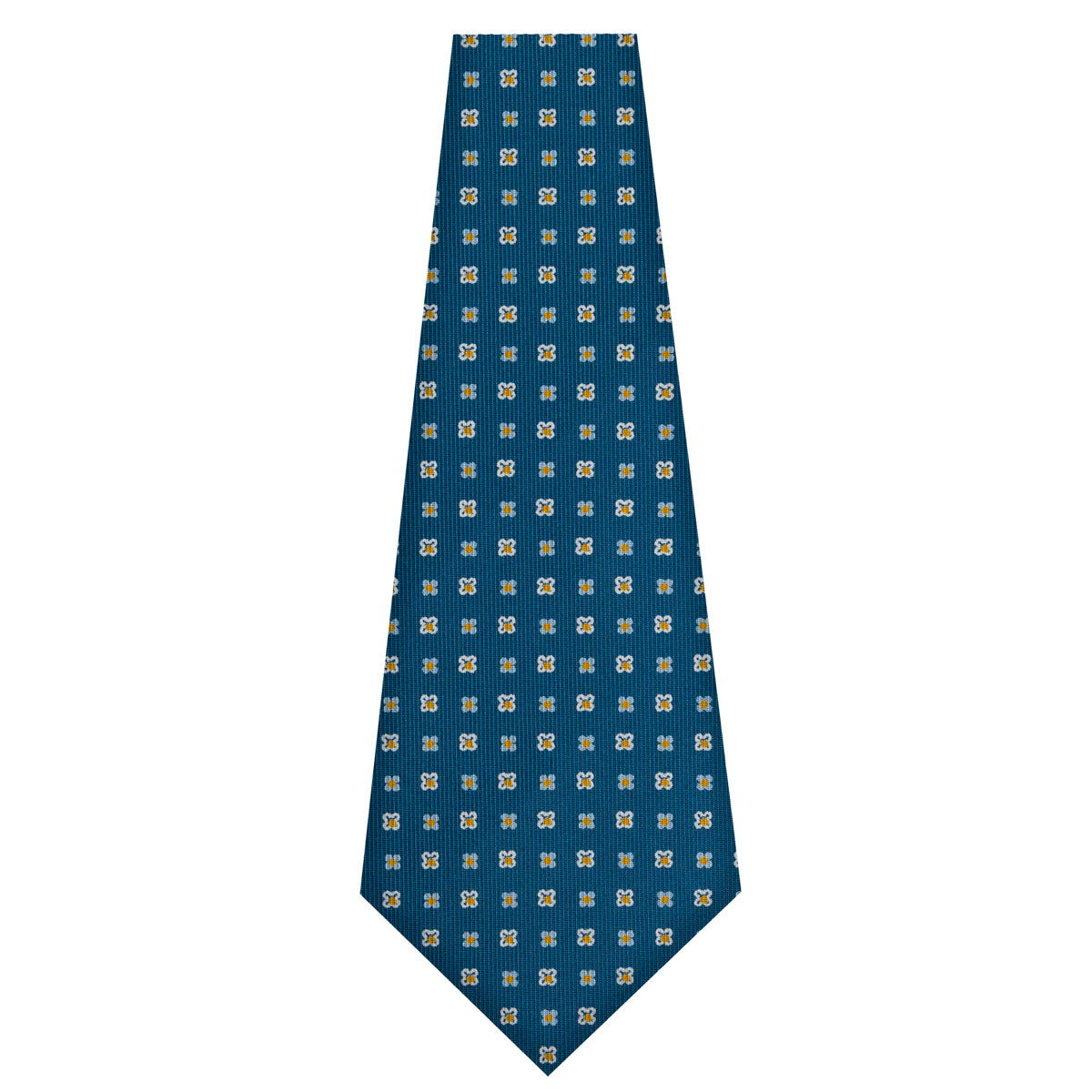 Floral Printed Silk Bespoke Tie - Steel Blue