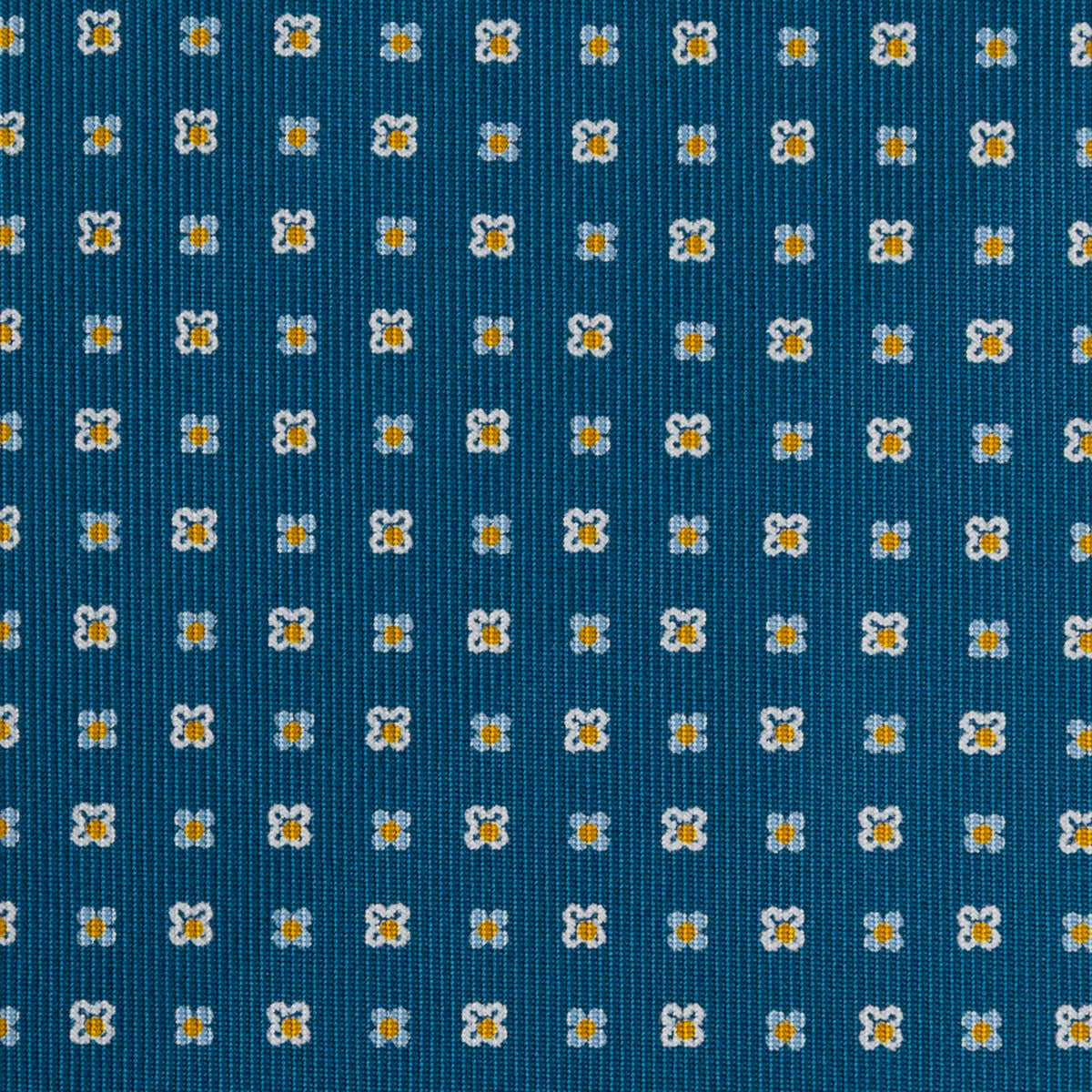 Floral Printed Silk Bespoke Tie - Steel Blue