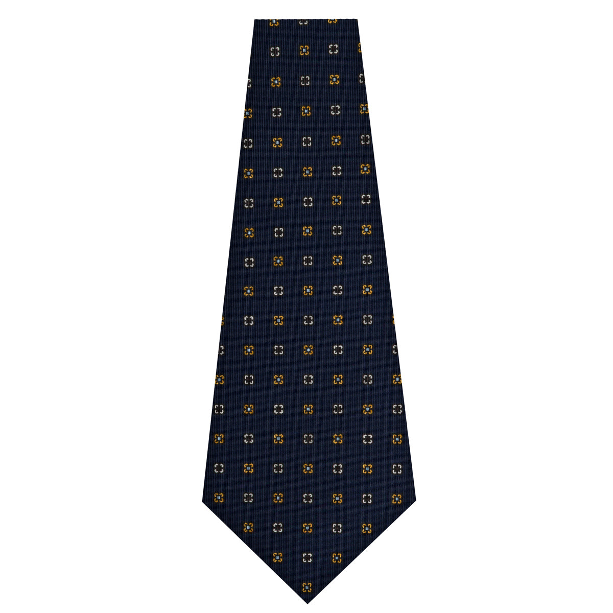Floral Printed Silk Bespoke Tie - Navy