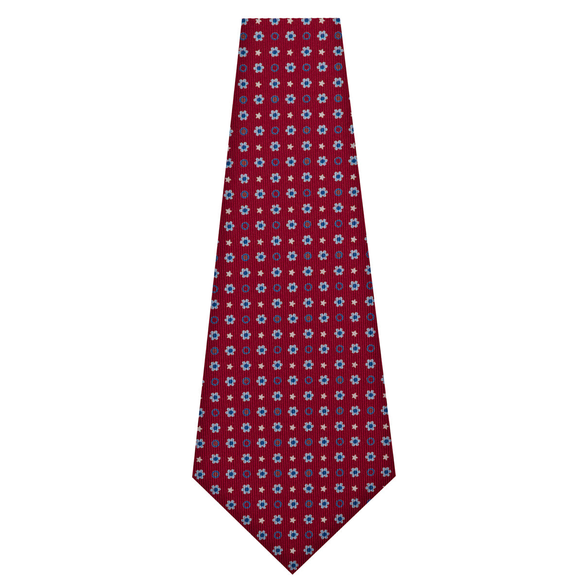Floral Printed Silk Bespoke Tie - Burgundy