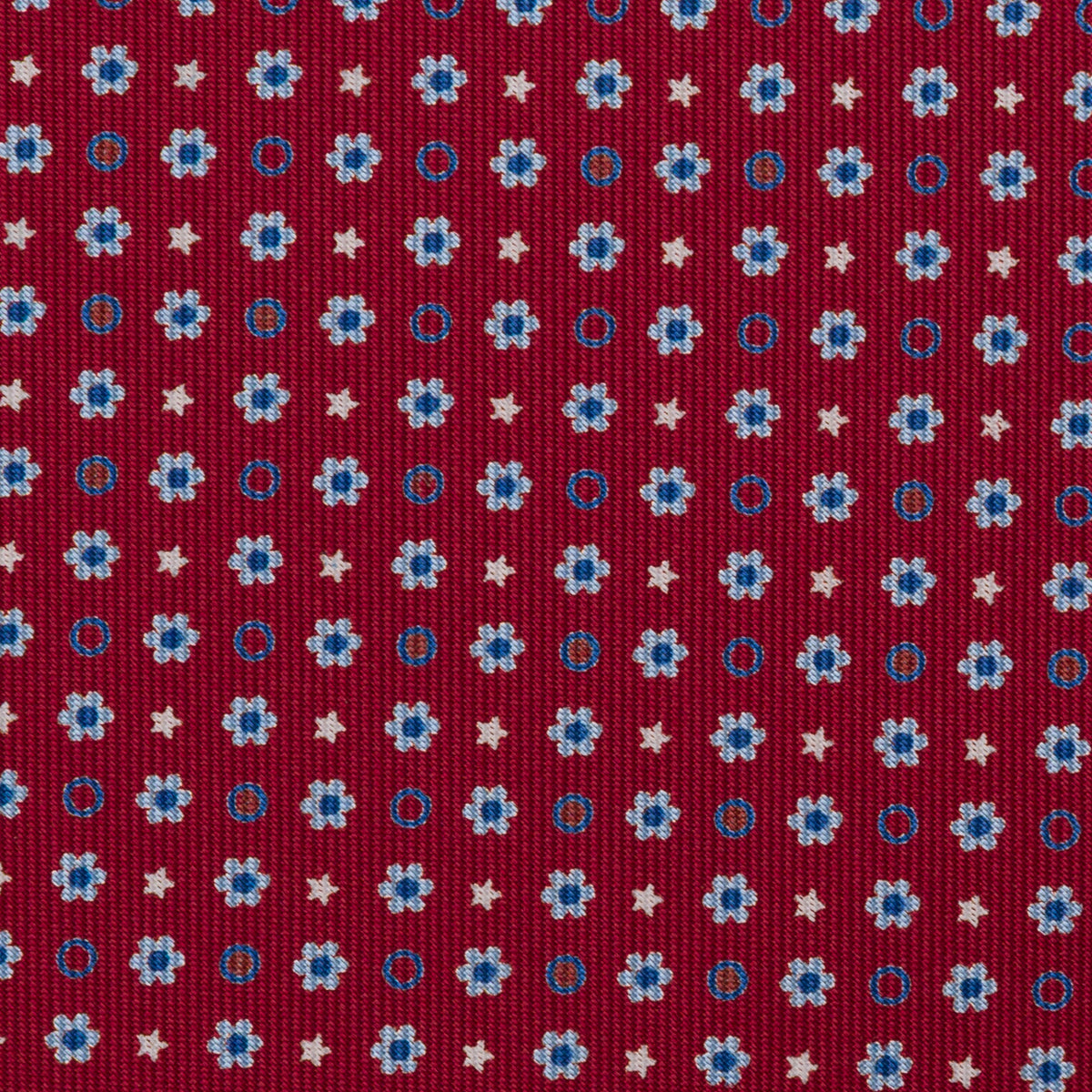 Floral Printed Silk Bespoke Tie - Burgundy